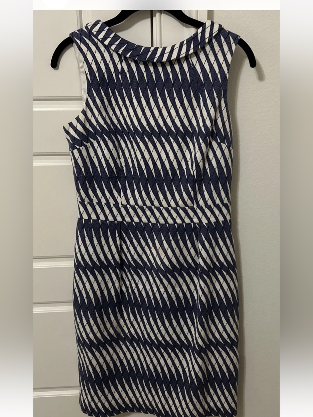 Boden Navy and White Sleeveless Sheath Dress